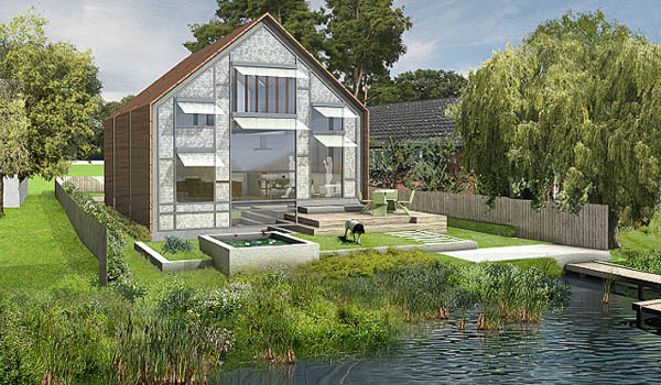 modern house design on pontoon