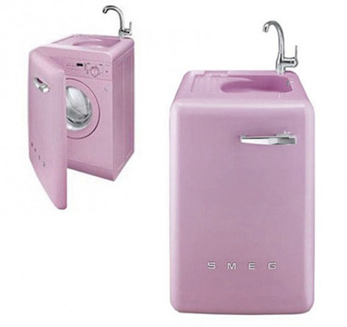 pink washer for small spaces from smeg