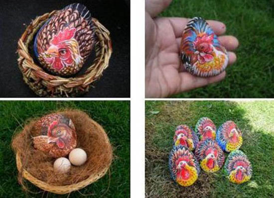 handmade easter decorations made of rocks