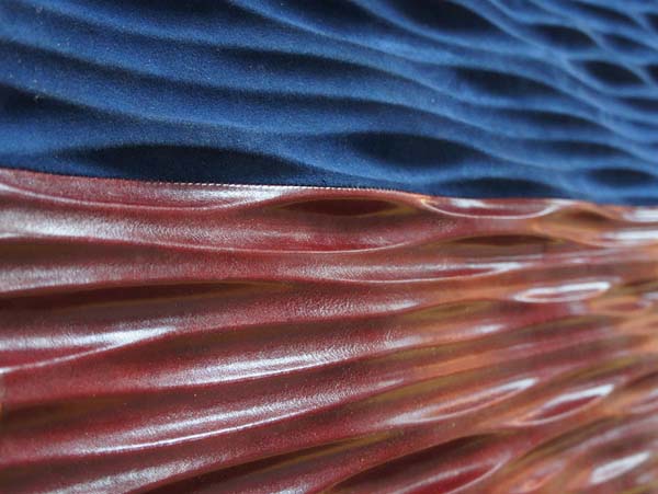 blue and deep red leather for wall decorating