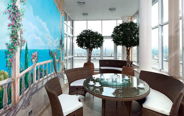 wall mural and dining furniture