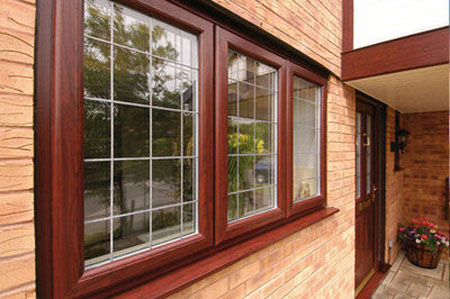 house windows in reddish brown color