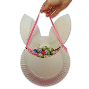 Easter Bunny Basket Made of Paper Plates, Easter Craft Ideas for Kids