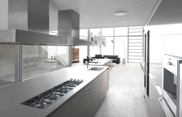 contemporary kitchen design and living room