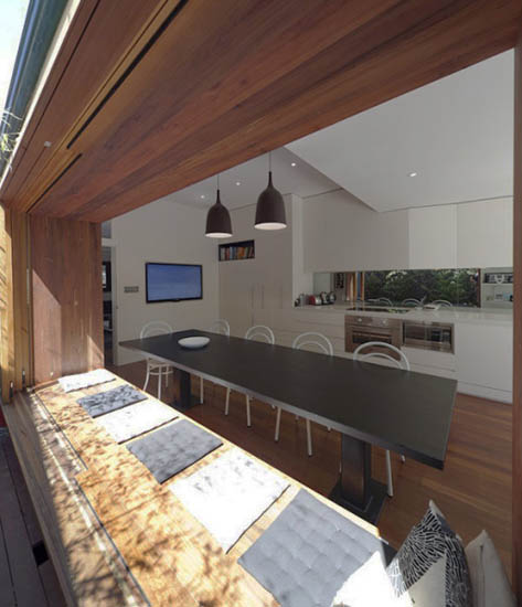 dining room and kitchen in minimalist style