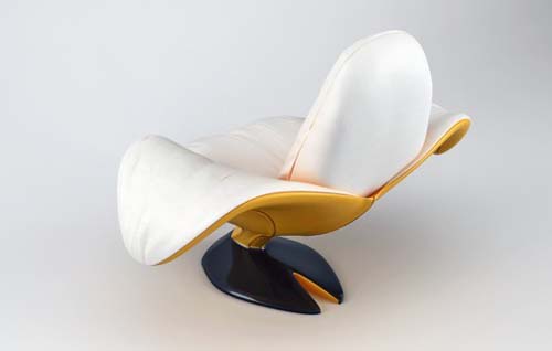 contemporary armchair in white and yellow colors