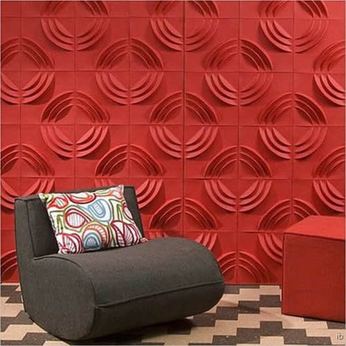 red wall panels for living room design