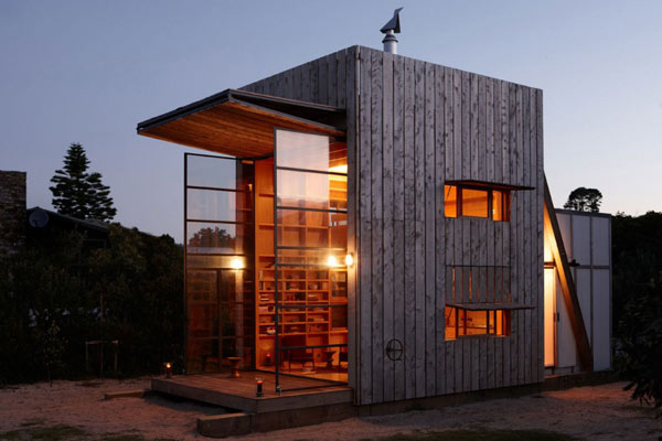 modern house design, beach cottage with glass doors