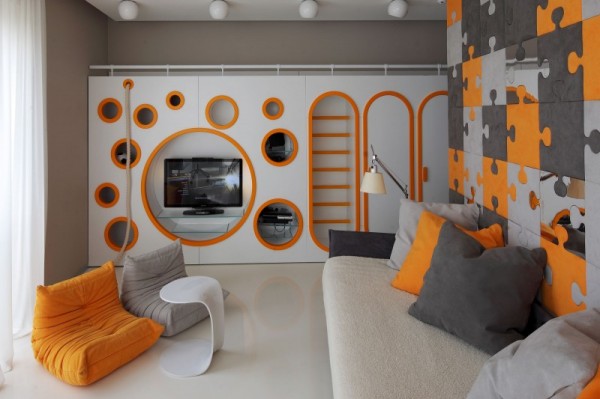 boys bedroom decorating with orange color