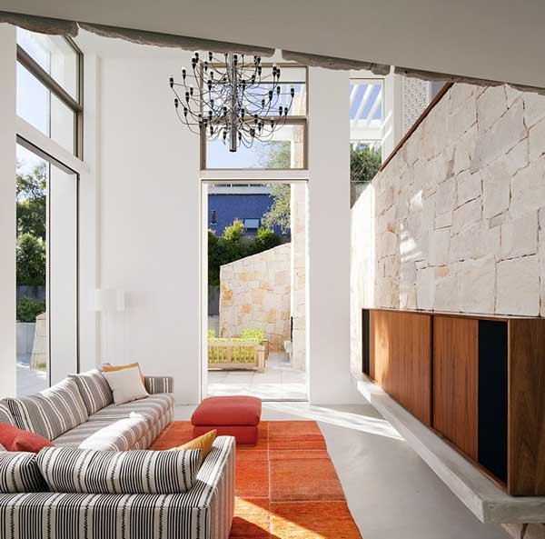 living room design with large windows