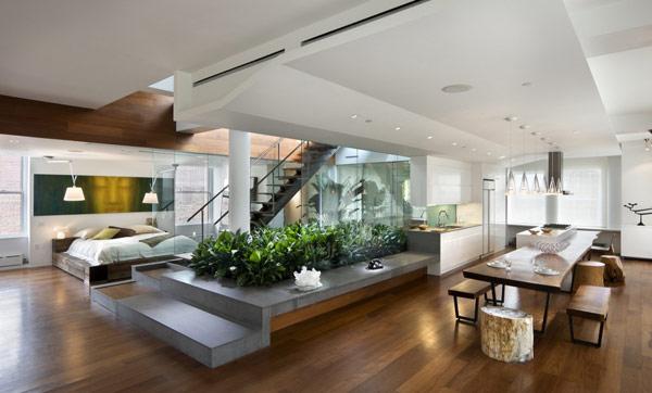 Modern House Design with Indoor Garden, Broadway Penthouse Renovation