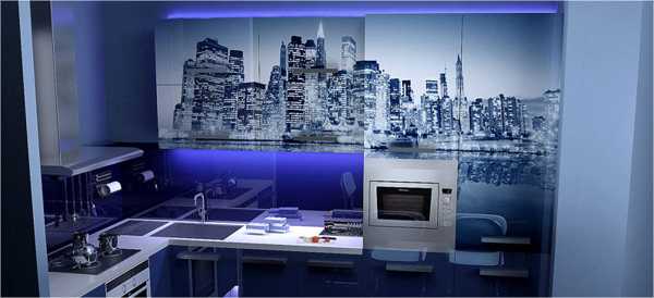 blue kitchen backsplash design