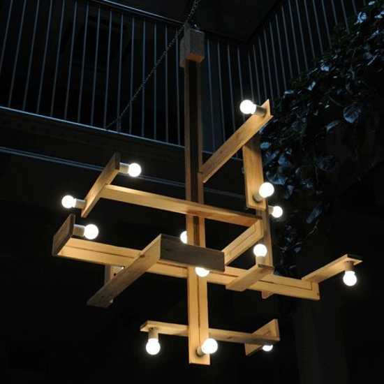 lighting fixture made of wood pallet