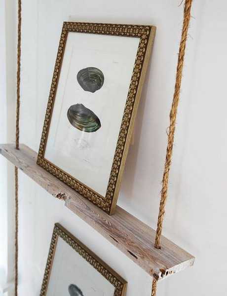 shelf made with wood and rope