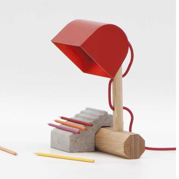 led desk lamp with red lamp shade