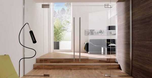 two rooms divided by glass doors
