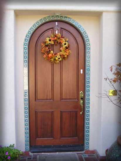 blue wall tiles for front door decorating