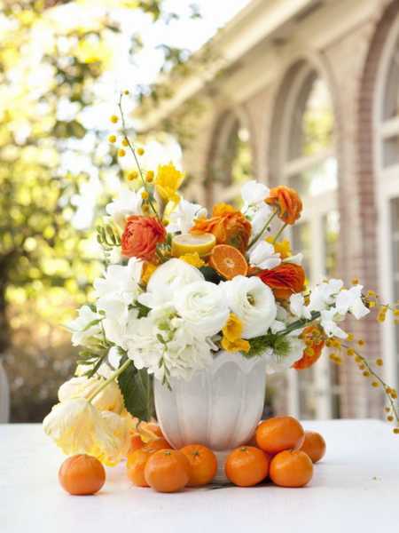 orange flowers and fruits