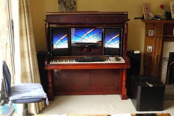 Amazing Redesign, Repurposing Piano into Computer Desk and Workstation