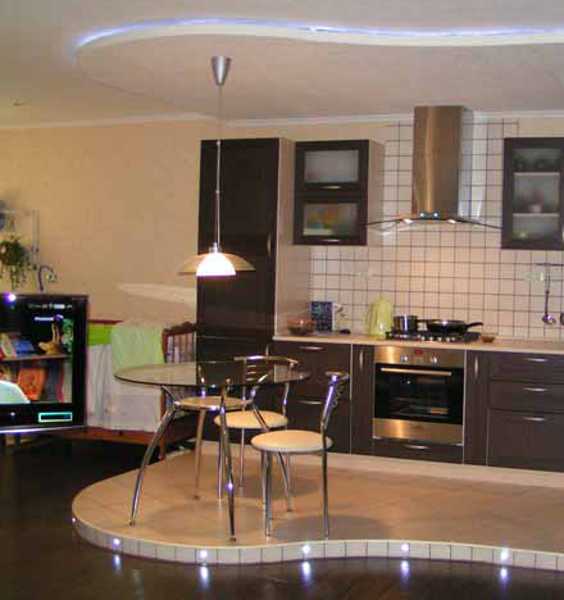 modern kitchen and dining area