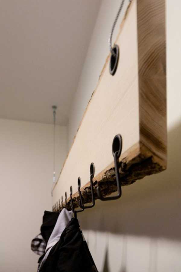 wood shelf design with hooks