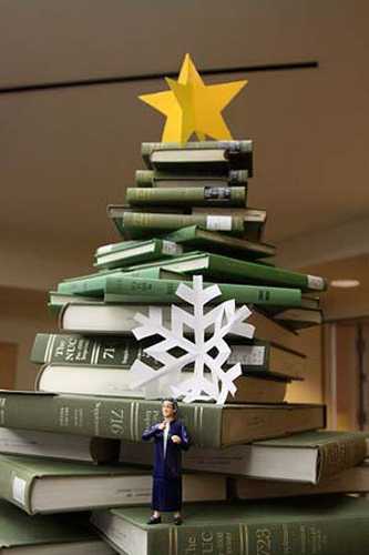 recycling old books for christmas trees