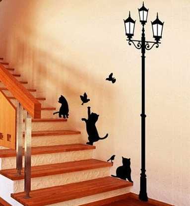 staircase wall decoration with stenciling