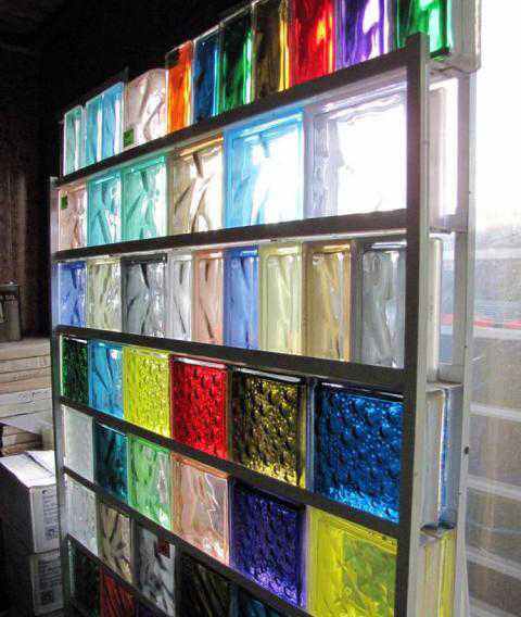 colored glass block wall design