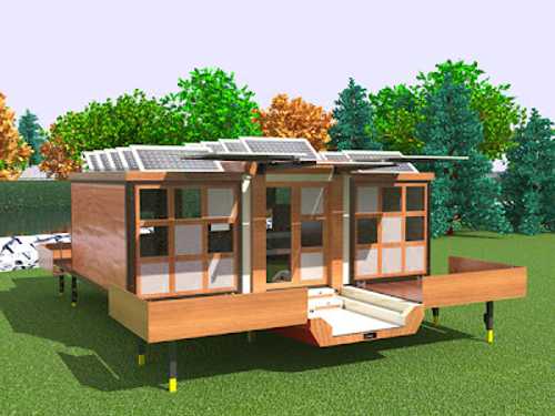 cottage with solar panels