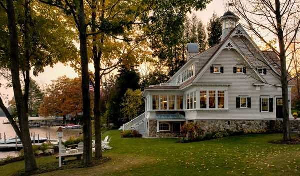 waterfront house backyard with private beach