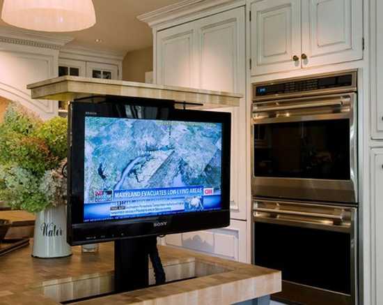 tv built in kitchen island