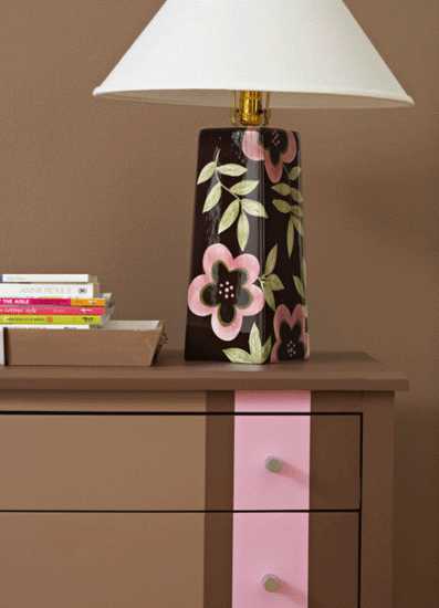 table lamp decorating with floral stencils