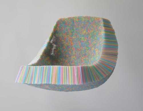 seat made of plastic straws