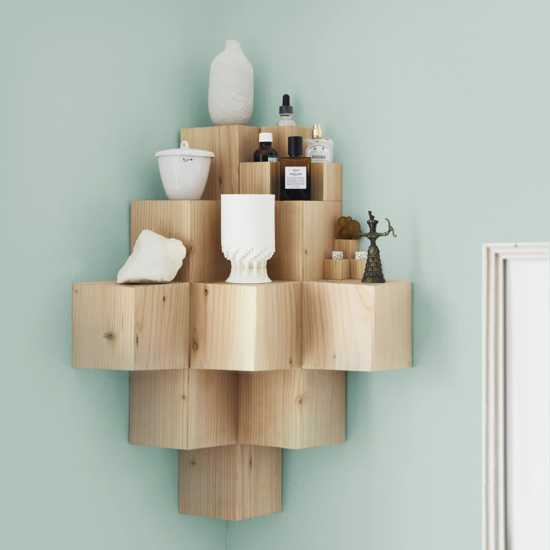 modular shelving unit made of wood lumber pieces