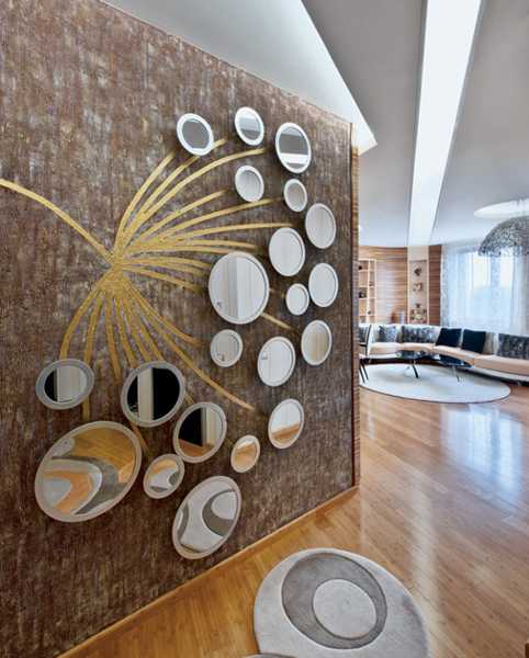 entryway design with round mirrors inspired by dandelion