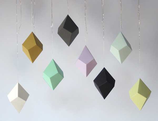 geometric christmas ornaments made of craft paper