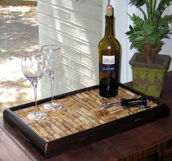 serving tray made with wine bottle stoppers