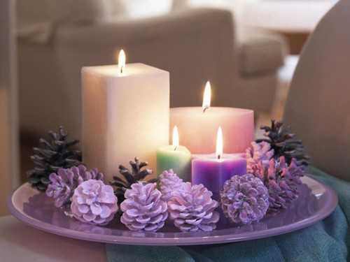 candles centerpieces with pine cones