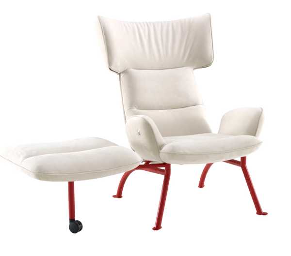 white office chair with footrest on caster