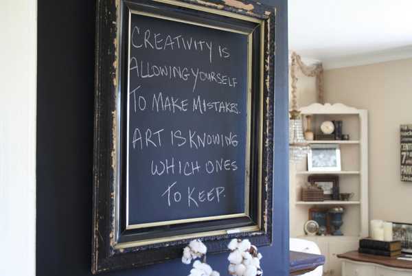 blackboard in carved wood frame for wall decoration