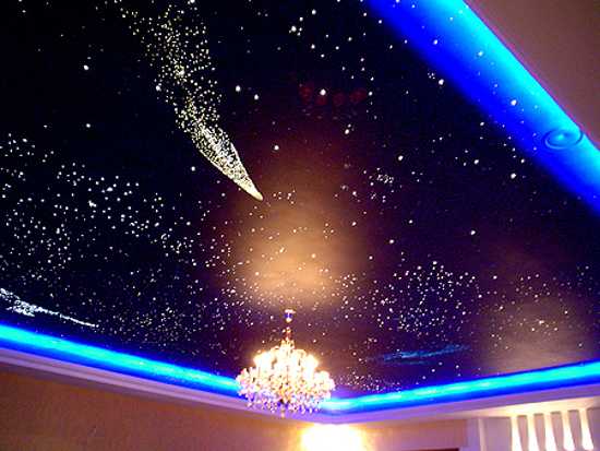 night sky ceiling design with led lights for kids room decorating