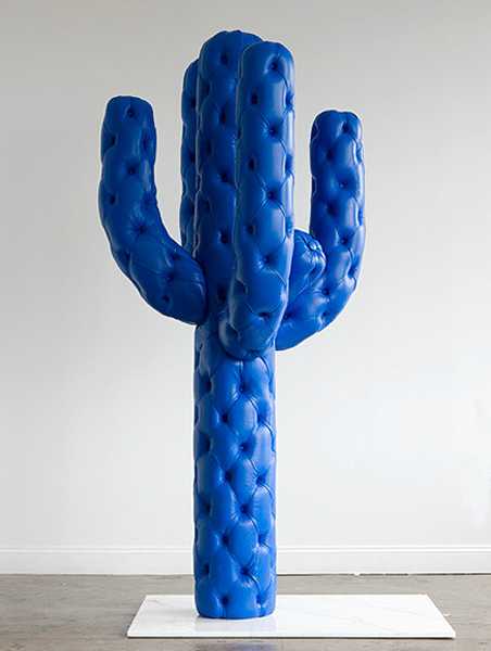 cactus decoration made with lamb leather in blue color