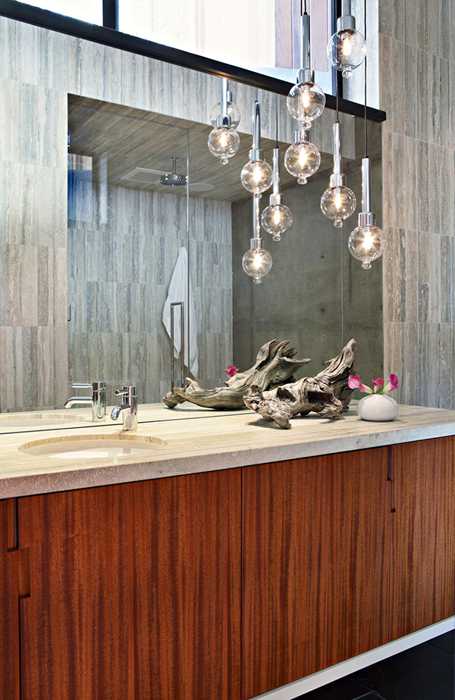 modern bathroom lighting fixtures and drift wood decoration