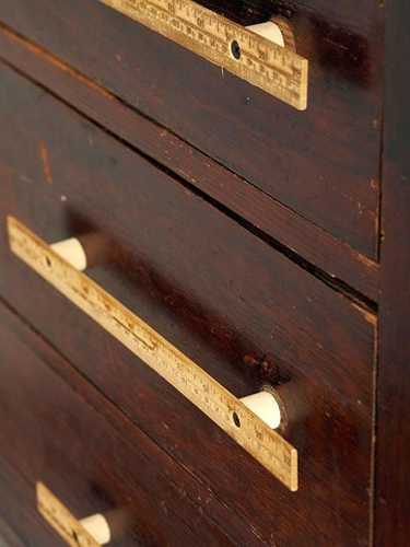 handmade furniture handles, old rulers