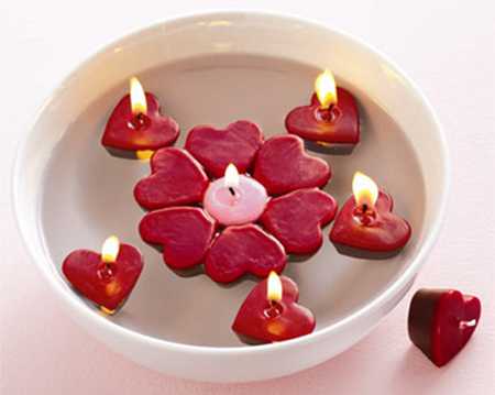 Valentine Candles Floating Heart Candles in Pink Red and White