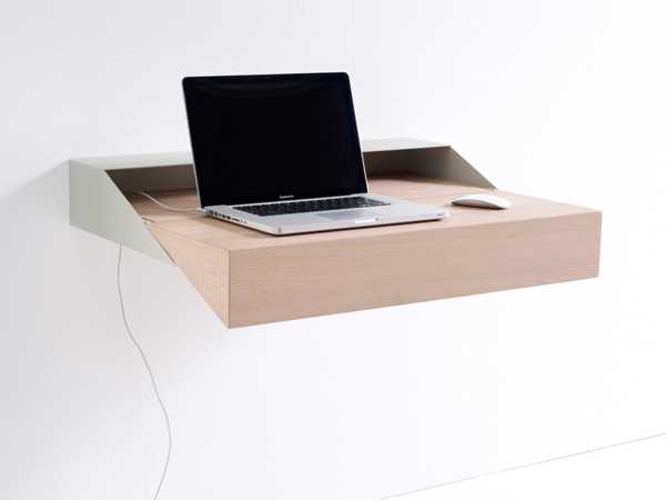 contemporary desk, wall mounted, wooden