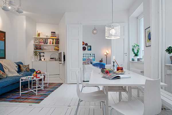 Light Interior Design and White Decorating in Scandinavian Style Small Apartment Ideas