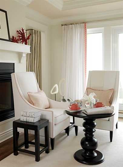 coral decorations and rediish pink color accents for winter decorating