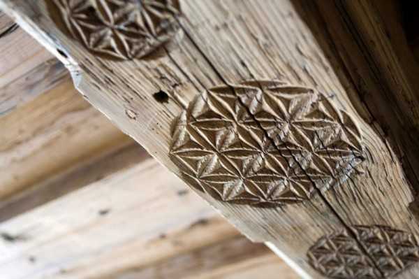 carved wood ceiling beams