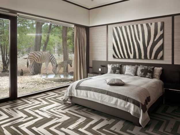wood imitating floor tiles for bedroom design